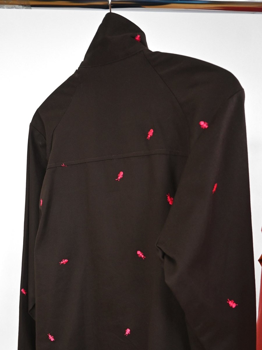 "Ants All Over" Embroidered Jacket - Chocolate/Magenta (ONE-OFF)