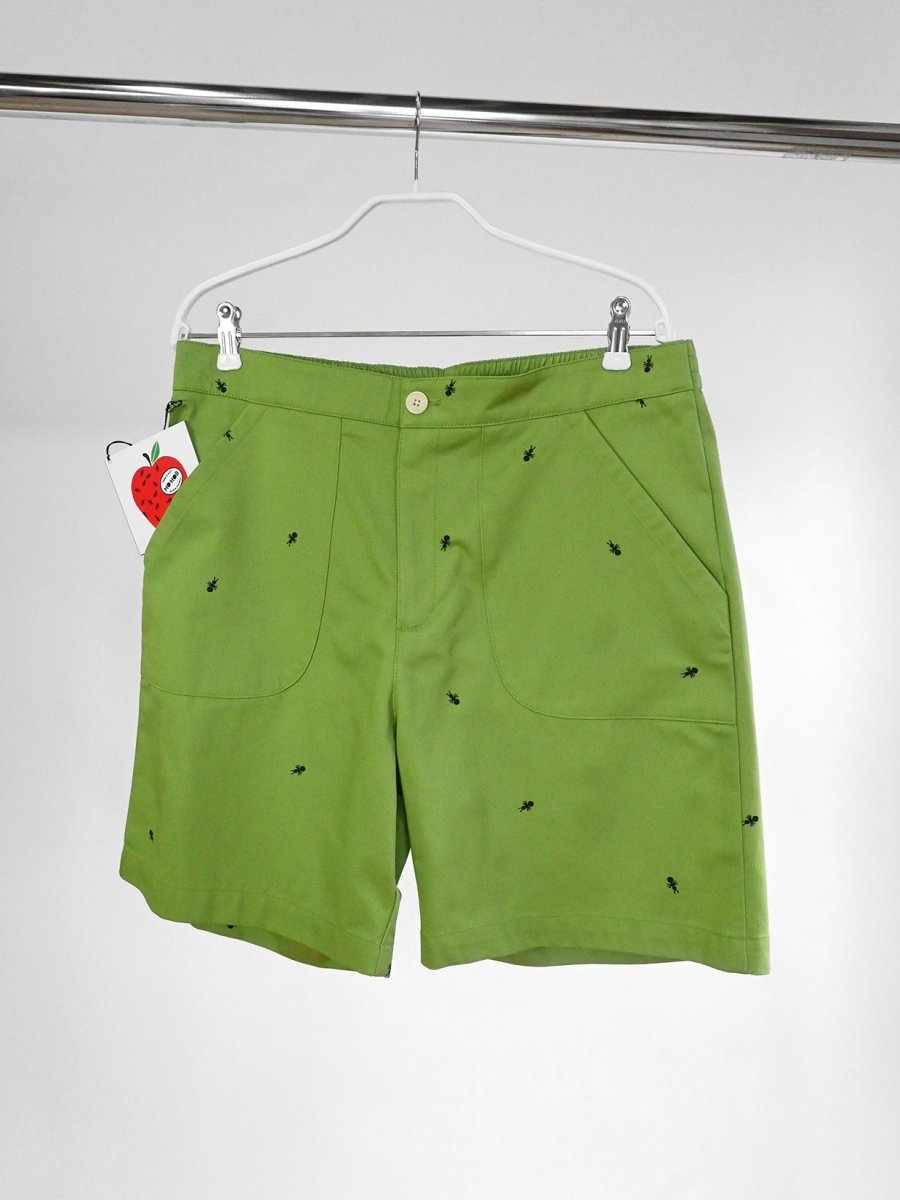 "Ants on your Pants" Work/Play Shorts -  Avocado Green. Design by HO HOS HOLE IN THE WALL