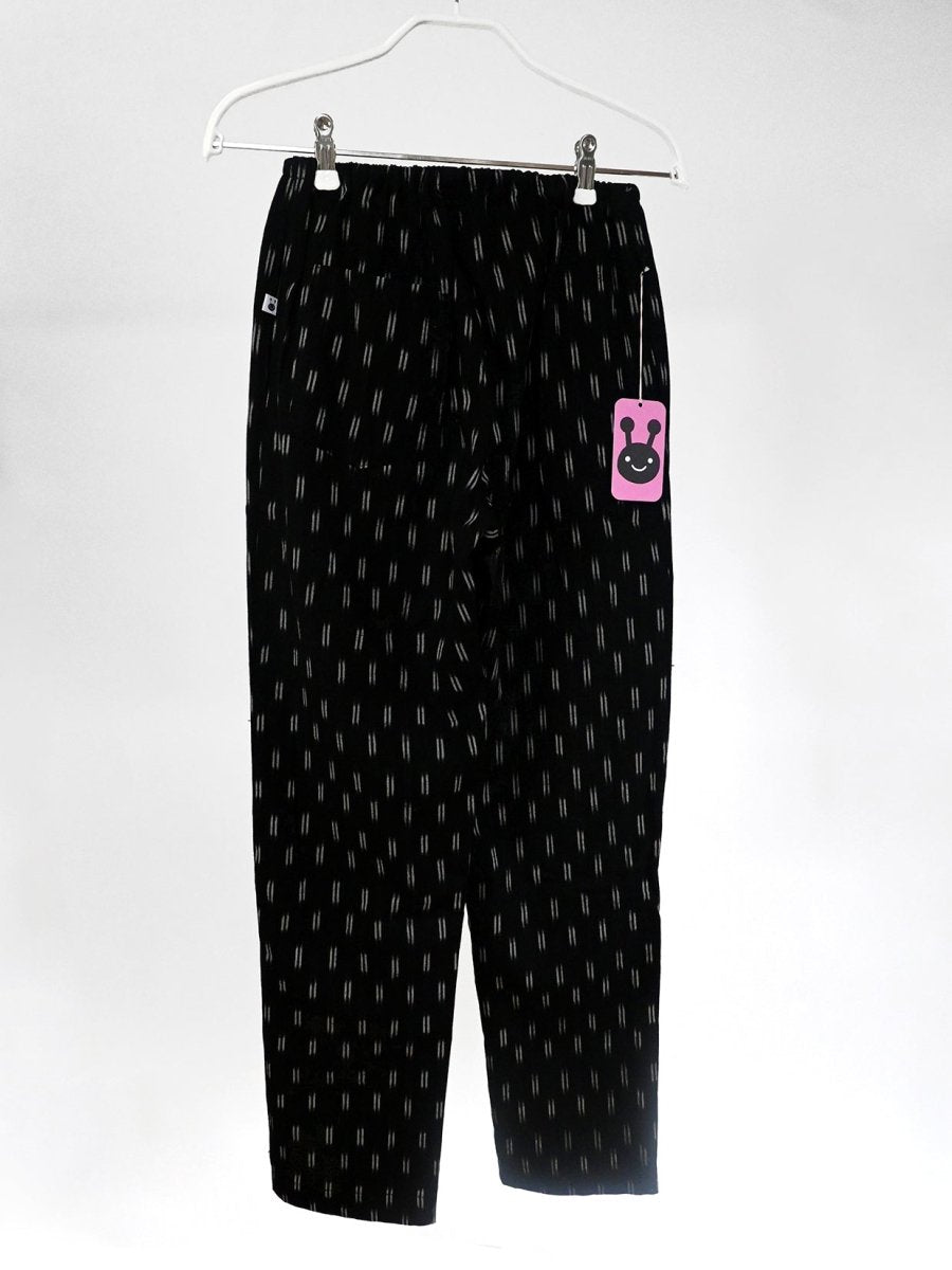 Monpe Garden Pants- Indigo and White IKAT(One-Off). By HO HOS HOLE IN THE WALL