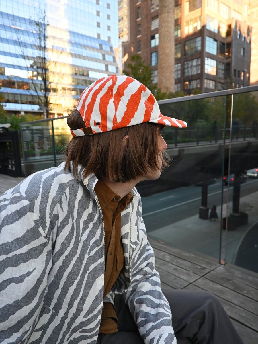 "Zebra Without a Cause" Linen Cap. Designed by HO HOS HOLE IN THE WALL. Made in NYC.