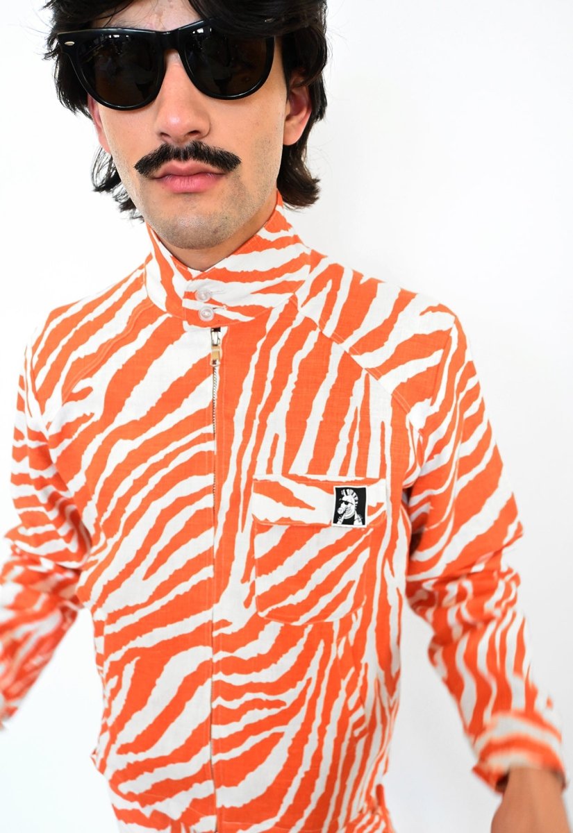 "Zebra Without a Cause" Linen Jacket - Orange Stripe